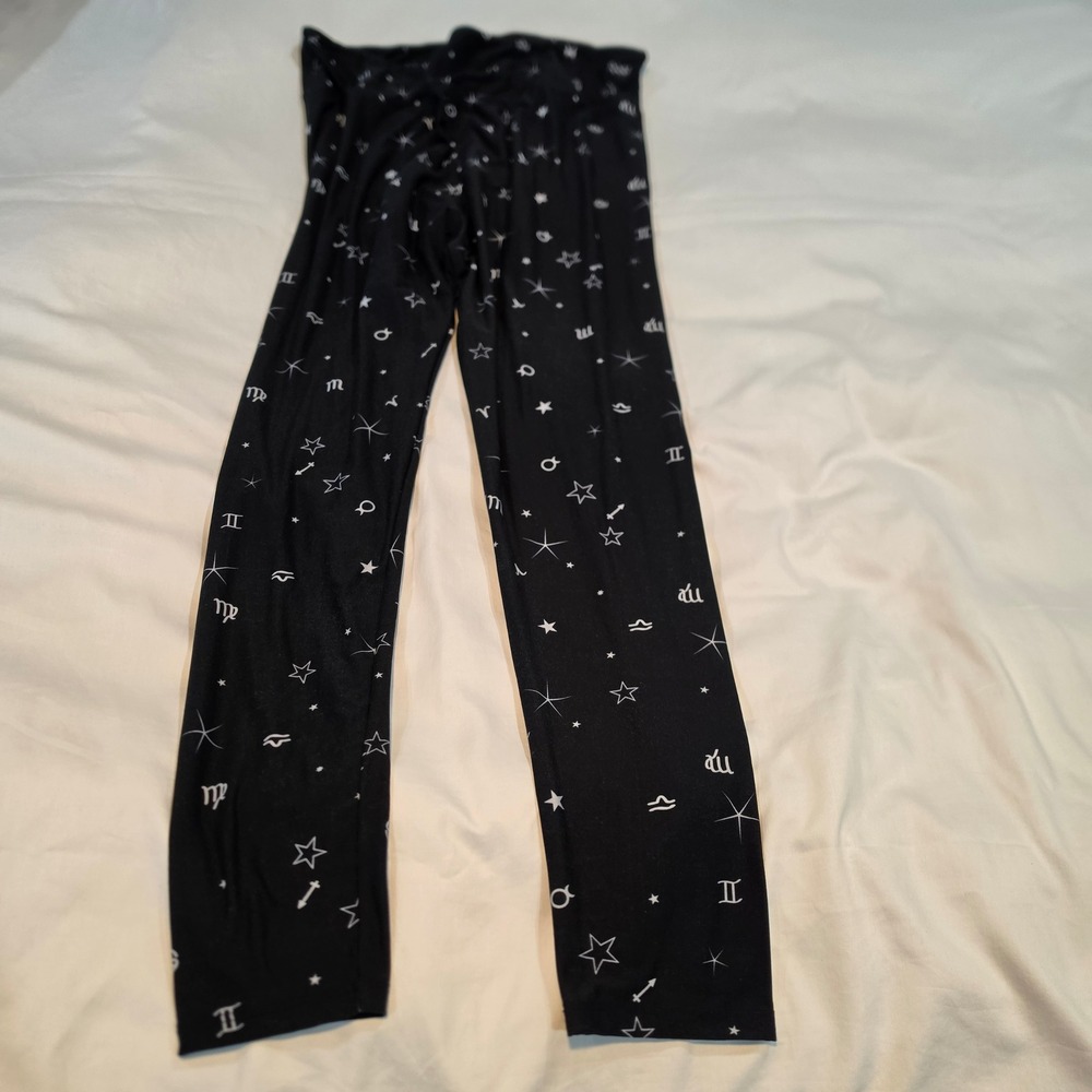 LuLaRoe Zodiac Celestial Leggings Womens TC2 Black Excellent Stars Astrology